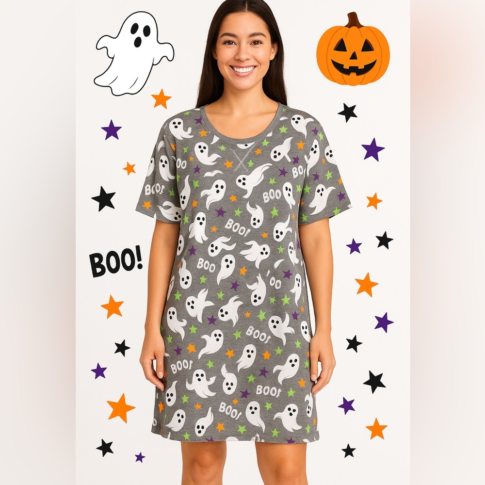 Celebrate Halloween Ghost Nightshirt XL Boo Print Cozy Sleepwear